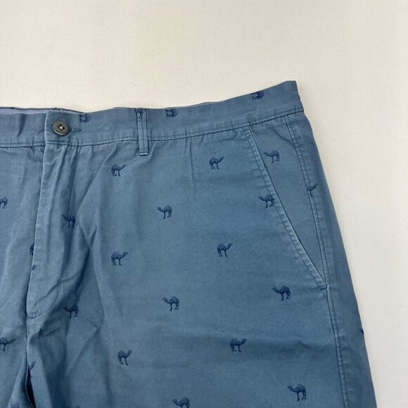 Merona Men’s Camel Print Khaki Shorts Blue Size 42 Waist Belt Loops - Picture 3 of 9